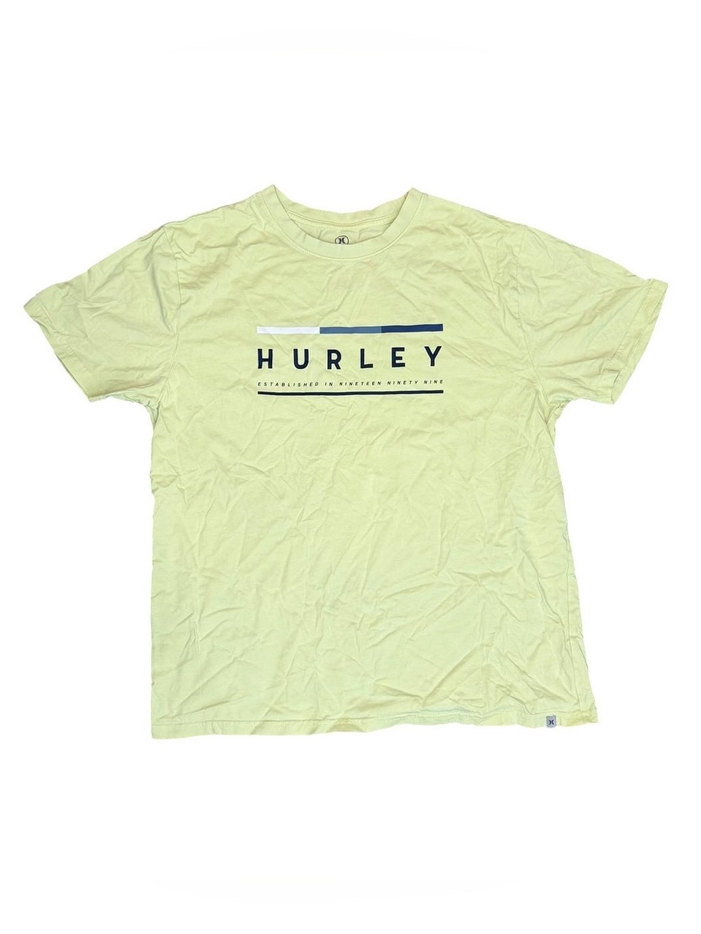 Hurley Graphic Logo T-Shirt Large Yellow Lime Green Surf Skate Casual Unisex L